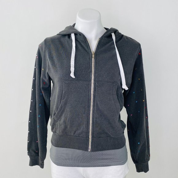 Wildfox Tops - Wildfox Rainbow Glitz Regan Zipped Jewel Hoodie
